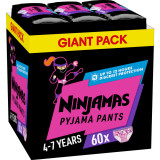 Scutece-chilotel pentru noapte Ninjamas pentru fetite, 4-7 ani, 17-30 kg, 60 buc, Pampers