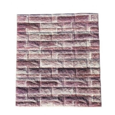 Tapet 3D autoadeziv caramizi mov din spuma moale pentru interior foto