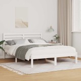 Cadru de pat cu headboard Alb 120 x 200 cm Lemn de brad solid