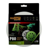 Disc abraziv pentru slefuitor cu excentric KB180.80 PROCRAFT (Set 10 buc) Diametru: 180 mm, Granulatie: P80 Innovative ReliableTools
