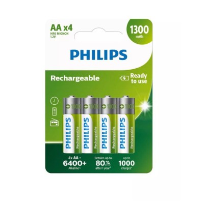 Set 4 baterii reincarcabile AA Philips, 1300mAh - NOU foto