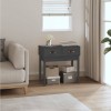 Masa Consola Gri Lemn Masiv Pin 76.5x40x75 cm, 2 Sertare Depozitare, Multifunctionala, Hol, Living, Birou