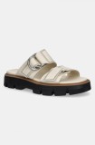 Sorel slapi de piele REIN CB SLIDE femei, culoarea bej, cu platforma, 2113111191