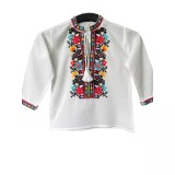 Cumpara ieftin Camasa Tip Ie Traditionala de Baieti Alba cu Motiv Floral Multicolor - ITB10