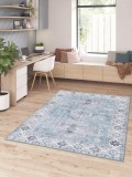 Cumpara ieftin Covor Premium Belgian Model Alaska P0149-979, Marime 120 x 160 cm, Albastru, Antialergic, Poliester Reciclat, Living, Dormitor, Sufragerie, Birou