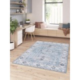 Covor Premium Belgian Model Alaska P0149-979, Marime 120 x 160 cm, Albastru, Antialergic, Poliester Reciclat, Living, Dormitor, Sufragerie, Birou