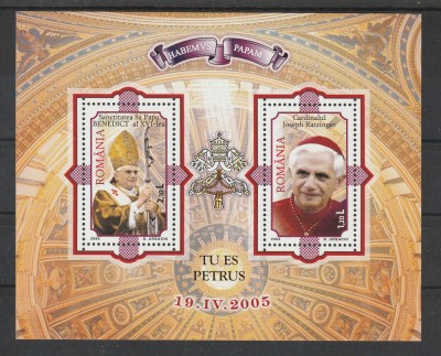 Romania 2005 - #1690A Papa Benedict al XVI-lea 1v M/S MNH foto