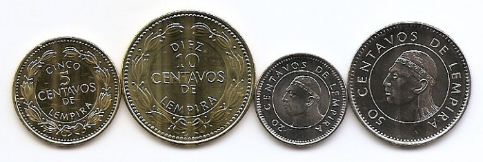 Honduras Set 4 - 5, 10, 20, 50 Cents 1999/06 - B11, UNC !!!