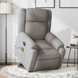 VidaXL Fotoliu rabatabil de masaj cu ridicare, gri taupe, textil