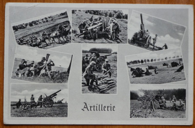 Carte postala militara nazista , circulatie de razboi , 1940 ; Artileria foto