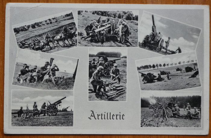Carte postala militara nazista , circulatie de razboi , 1940 ; Artileria