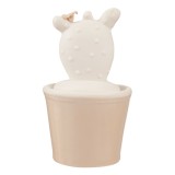 Cumpara ieftin Borcan ceramic decorativ condimente alb bej Cactus &Oslash; 7*11 cm