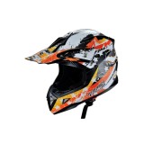 Cumpara ieftin Casca moto ATV integrala HECHT 53915S, design mozaic, material ABS, marime S 53-54 cm, portocaliu