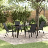 Set de Masă pentru Grădină vidaXL 5 Piese Negru Textilene și Oțel, Masă pentru Grădină vidaXL Neagră 160x80x73 cm cu Sticlă Temperată