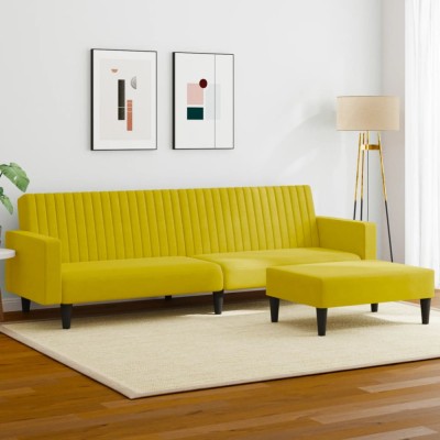 vidaXL Set canapea 2 piese, galben, catifea 3216284 foto