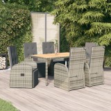 vidaXL Set mobilier de grădină cu perne, 7 piese, gri, poliratan 3157587