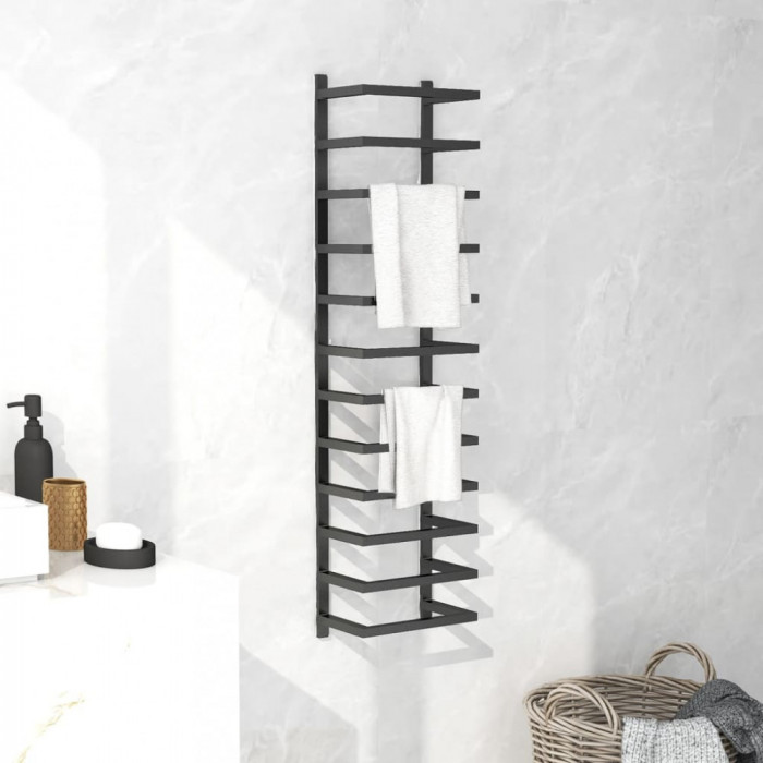 Gossi suport de prosoape, negru, 24x12x96 cm, otel