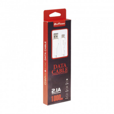 Cablu de Date (40109) DeTech DE-27M Micro USB, 1m , Alb Blister foto