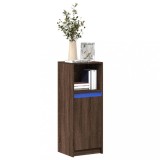 Dulap cu LED, stejar maro, 38x34x100 cm, lemn prelucrat
