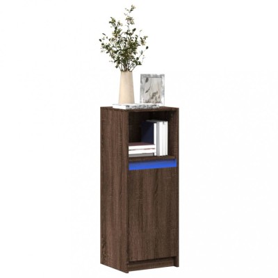 Gossi dulap cu led, stejar maro, 38x34x100 cm, lemn prelucrat foto
