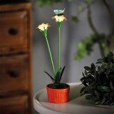 Lampa solara floare rosie 10 LED alb cald, 8 x 8 x 32 cm, iluminat decorativ gradina, cu tarus, IP44
