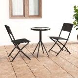 vidaXL Set mobilier bistro, 3 piese, negru, oțel 318765