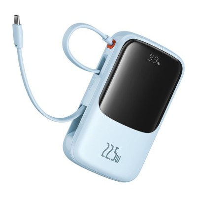 Acumulator Extern Lightning, 2x Type-C, USB, 22.5W, 10000mAh + Cablu Type-C - Baseus Qpow Pro+ (P10067101313-00) - Blue foto