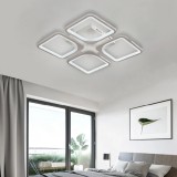 Lustra LED cu telecomanda ZOE, 4 Patrate, 52W, Lumina Rece/Calda/Neutra, Dimabila, Alb