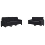 Cumpara ieftin Set de canapele cu perne/rulouri, 2 piese, negru, catifea