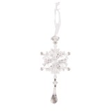 Cumpara ieftin Ornament brad Craciun plastic transparent Fulg de Nea 7x2x15 cm