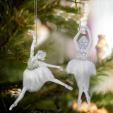 Ornament de Crăciun - balerină acrilică - 14 x 4 x 4 cm - 2 buc / pachet