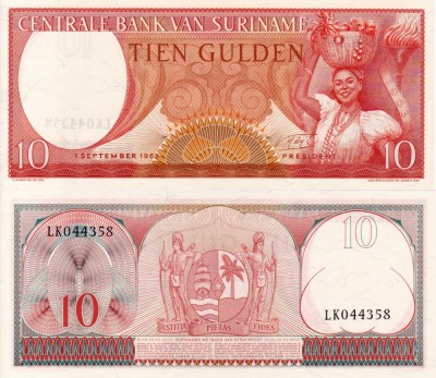 SURINAME 10 gulden 1963 UNC!!! foto