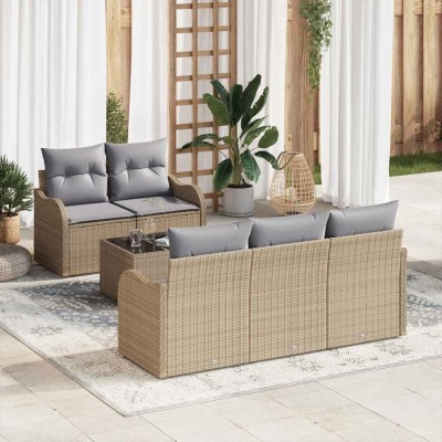 vidaXL Set de canapele pentru grădină 6 pcs Bej și gri 55 x 55 x 37 cm 3354249 foto