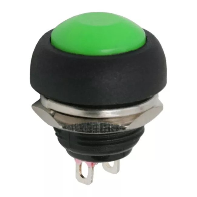 Buton 1 circuit 1A 250V OFF-(ON) verde fara retinere