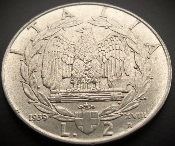 Moneda istorica 2 LIRE - ITALIA FASCISTA, anul 1939 * cod 64