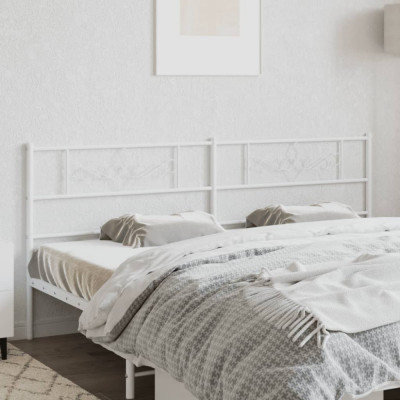 vidaXL Tăblie de pat metalică, alb, 200 cm foto