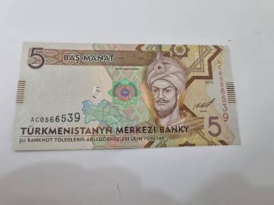 BANCNOTA TURKMENISTAN 5 M 2012 foto