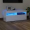 Gossi comoda tv cu lumini led, alb extralucios, 90x35x40 cm
