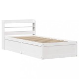 Cumpara ieftin Cadru de pat cu tablie, alb, 90x190 cm, lemn masiv pin
