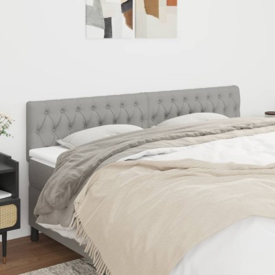 vidaXL Tăblii de pat, 2 buc, gri deschis, 100x7x78/88 cm, textil foto
