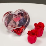 Rama Foto Decorativă cu Apă și Confeti, Inimă, Transparent, 9.5x9.5cm, Oem