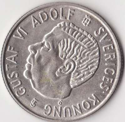 Moneda Suedia - 2 Kronor 1955 - Gustaf al VI-lea Adolf - TS - Argint foto