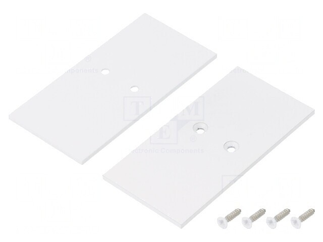Obturator Alb pentru Profil LED, Set 2 Bucăți, 33.4x67.5x2mm, Oțel