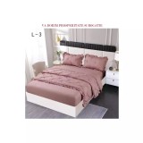 Cumpara ieftin Lenjerie de Pat Finet, Pliuri Brodate cu Elastic, 4piese, Capuccino - PUC123