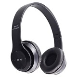 Casti fara fir P47, cu Bluetooth, pliabile, pe ureche, alb/negru