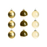 Ornamente de Crăciun din sticlă aurie, set de 9