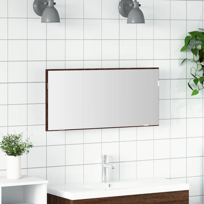 vidaXL Oglindă pentru baie Stejar brun 80 x 8.5 x 37 cm Lemn compozit 863305