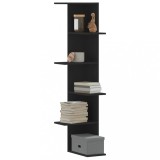 vidaXL Raft colțar perete negru 36,5x36,5x140 cm lemn prelucrat