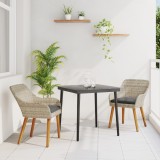 vidaXL Set de dining 3 pcs Gri deschis și Negru 80 cm x 80 cm