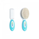 Cumpara ieftin Set pieptan si perie din peri naturali BabyJem (Culoare: Bleu)